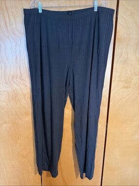 Eileen Fisher Black Ribbed Straight-Leg Pants